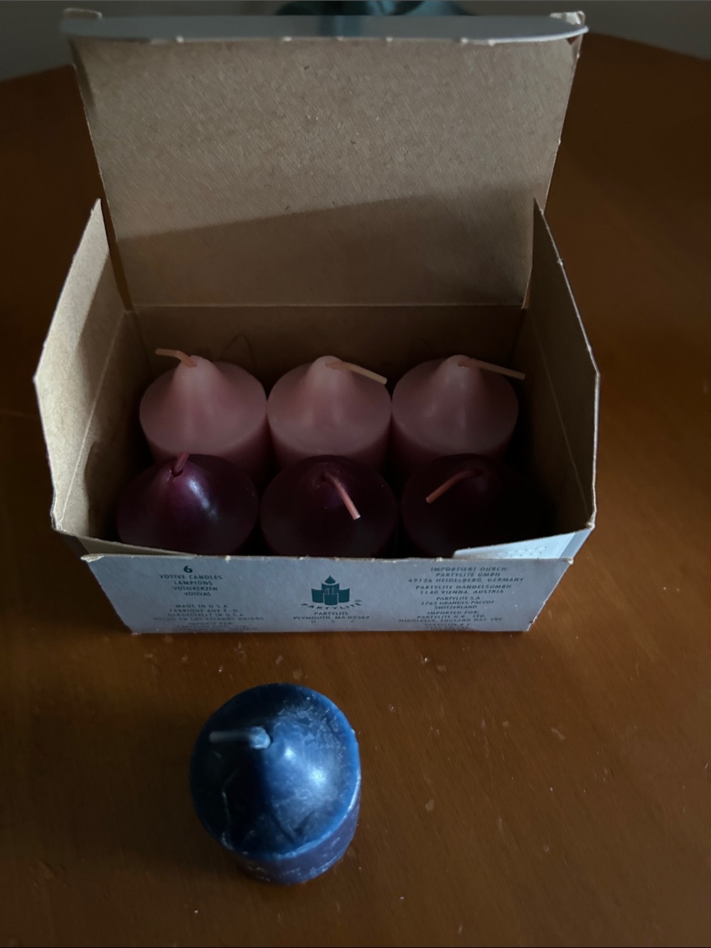 Assorted Partylite Pink and Burgundy and Blue Votive Candles